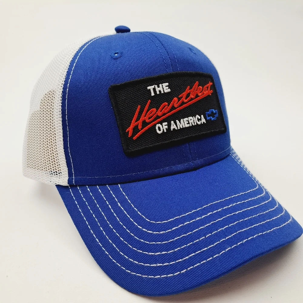 Chevy Chevrolet Embroidered Patch Trucker Mesh Snapback Cap Hat Blue